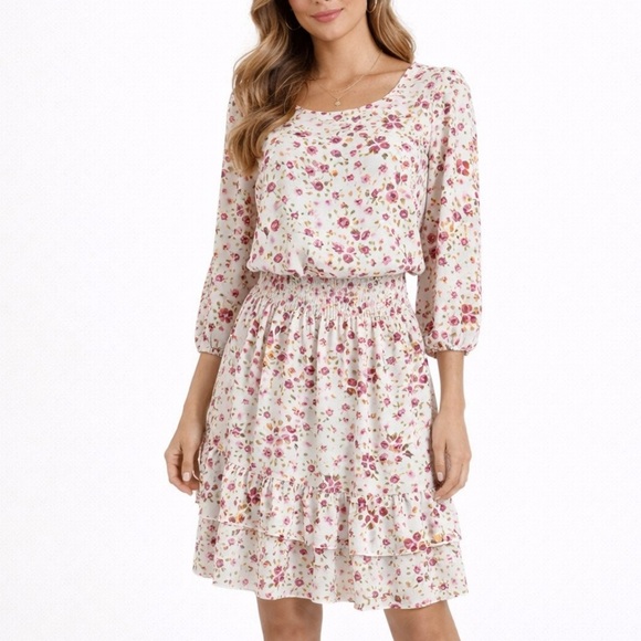 Maison Tara Dresses & Skirts - Maison Tara Floral Smocked Ruffle Dress Size 6 NWT